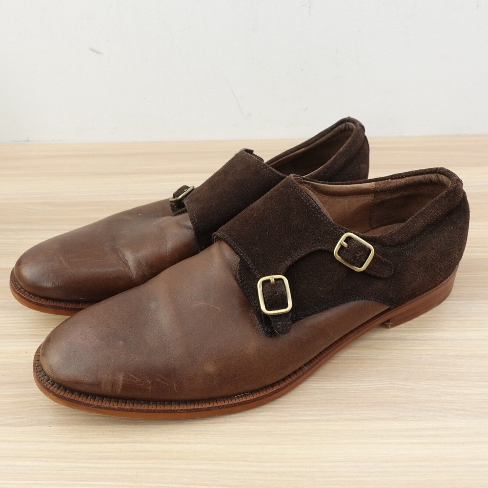 Double Monk Strap Leather Shoes Mens 11.5 GORDON RUSH‎ Harper Formal Chocolate